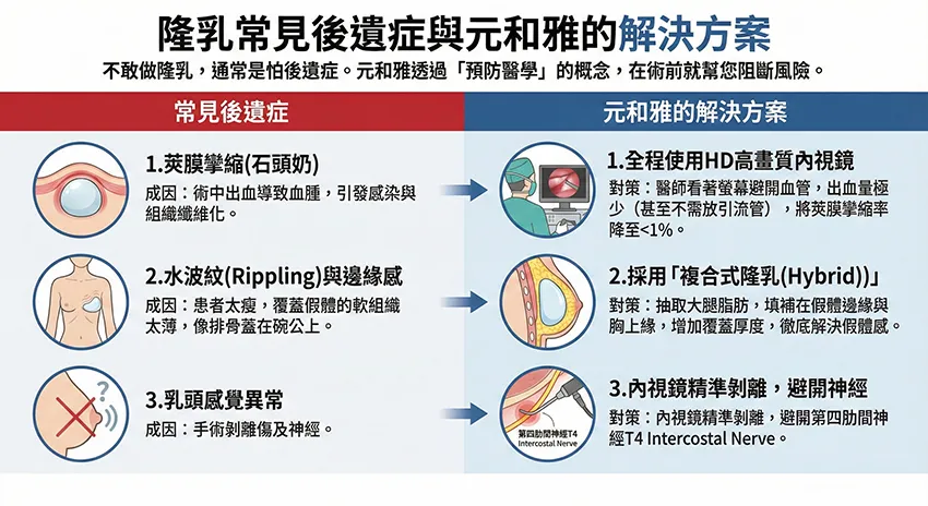 隆乳常見後遺症與元和雅的解決方案 隆乳常見後遺症與元和雅的解決方案